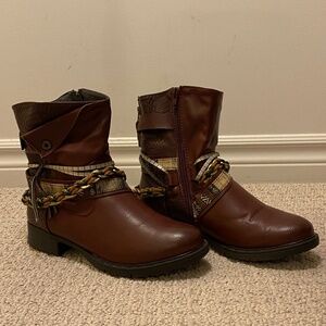 Brown Leather Beaded Boots